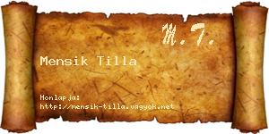 Mensik Tilla névjegykártya